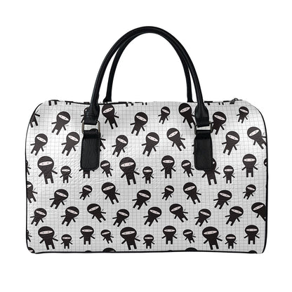 Cute Ninja Pattern Print Leather Duffle Bag