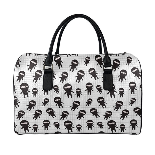 Cute Ninja Pattern Print Leather Duffle Bag