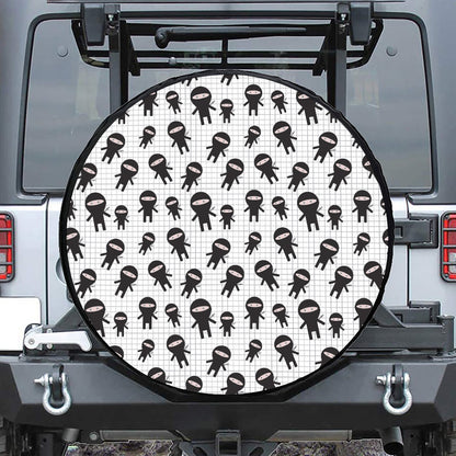 Cute Ninja Pattern Print Leather Spare Tire Cover