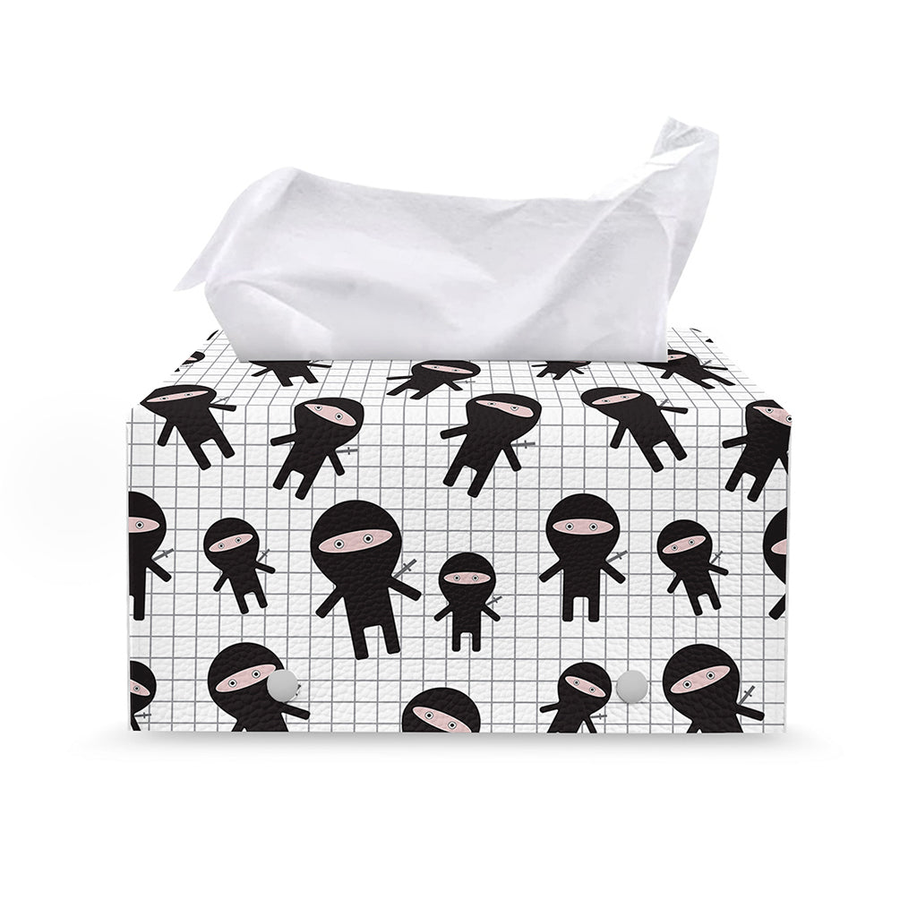 Cute Ninja Pattern Print Leather Tissue Box Cover