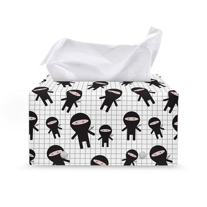 Cute Ninja Pattern Print Leather Tissue Box Cover