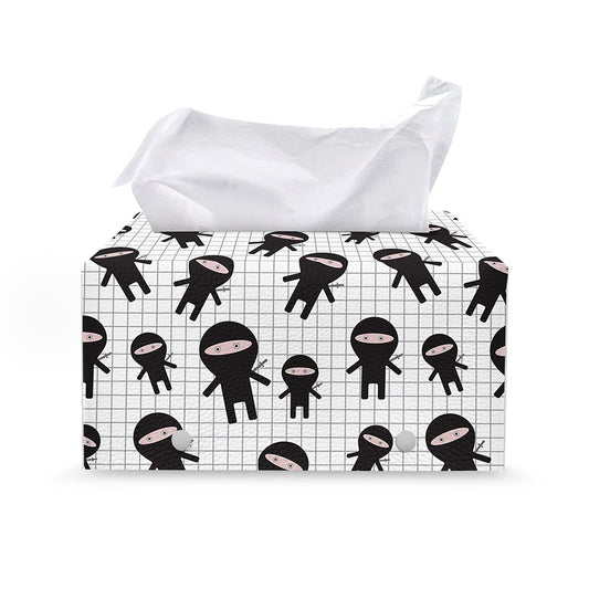 Cute Ninja Pattern Print Leather Tissue Box Cover