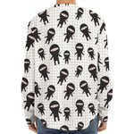 Cute Ninja Pattern Print Long Sleeve Baseball Jersey