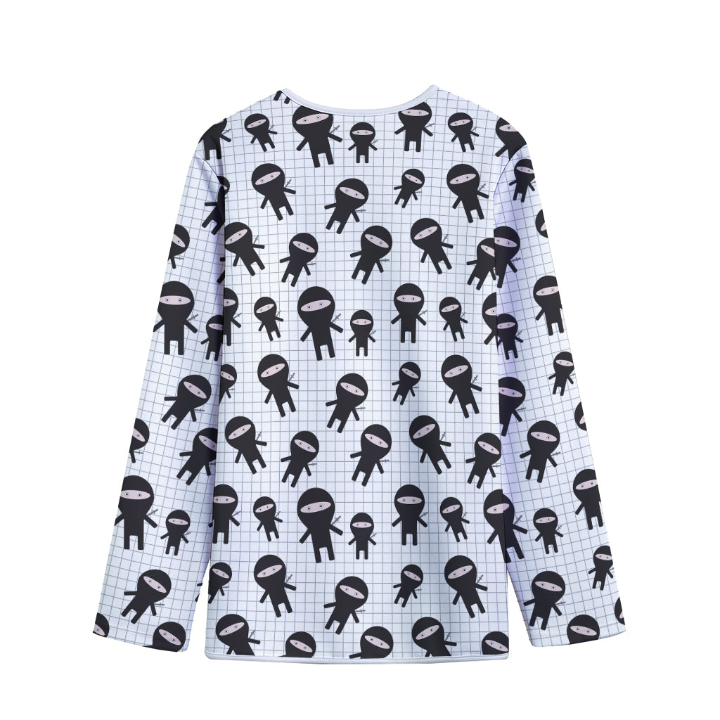 Cute Ninja Pattern Print Long Sleeve Short Coat