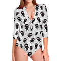 Cute Ninja Pattern Print Long Sleeve Swimsuit