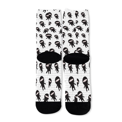 Cute Ninja Pattern Print Long Socks