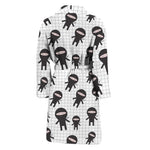 Cute Ninja Pattern Print Men's Bathrobe