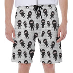 Cute Ninja Pattern Print Men's Beach Shorts