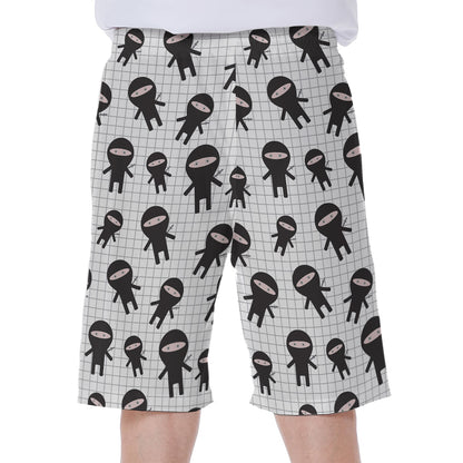 Cute Ninja Pattern Print Men's Beach Shorts