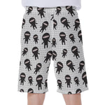 Cute Ninja Pattern Print Men's Beach Shorts