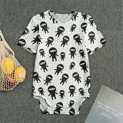 Cute Ninja Pattern Print Men's Bodysuit