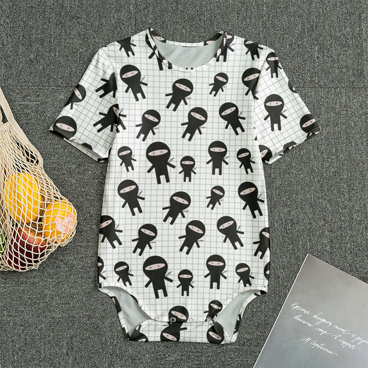Cute Ninja Pattern Print Men's Bodysuit