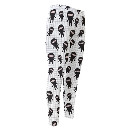Cute Ninja Pattern Print Men's Compression Pants