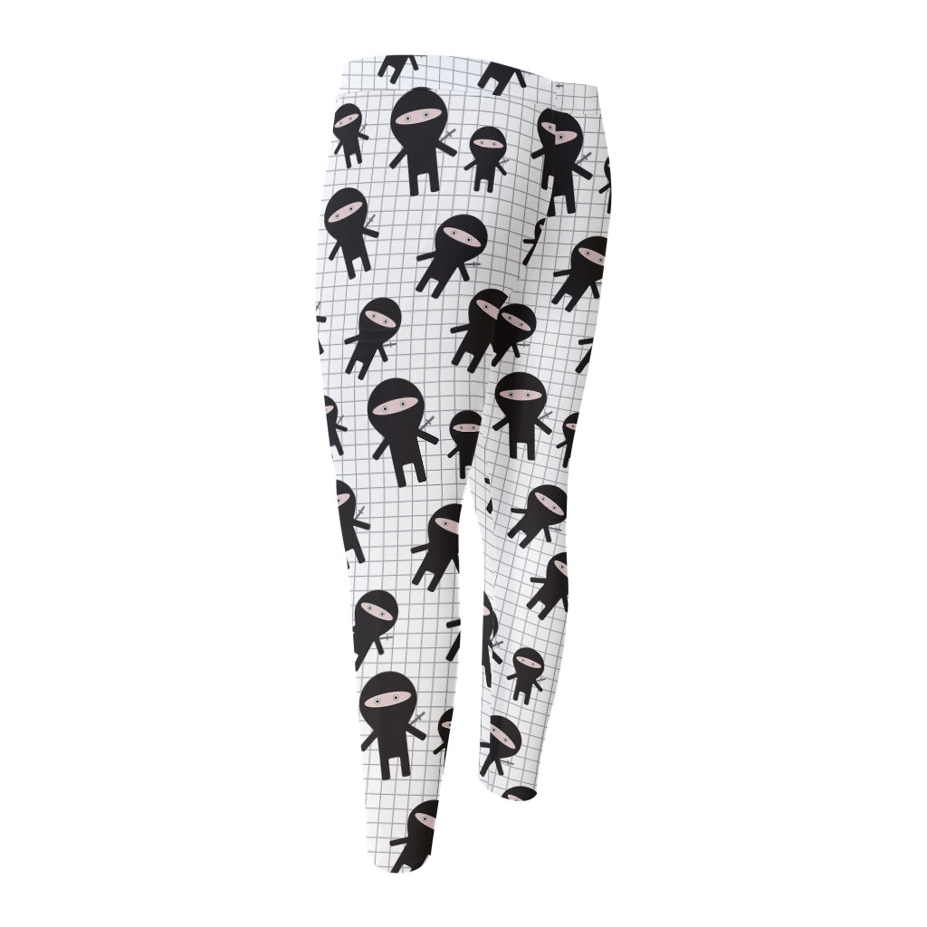 Cute Ninja Pattern Print Men's Compression Pants
