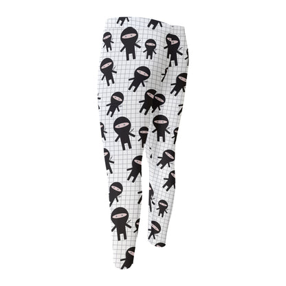 Cute Ninja Pattern Print Men's Compression Pants