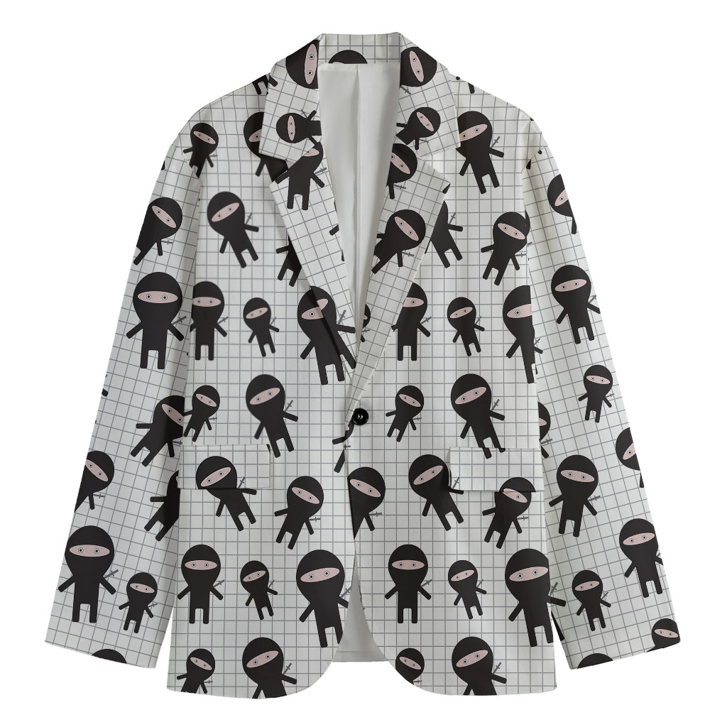 Cute Ninja Pattern Print Men's Cotton Blazer