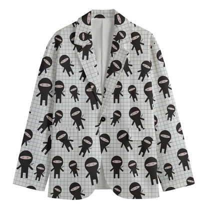 Cute Ninja Pattern Print Men's Cotton Blazer