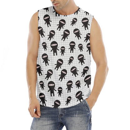 Cute Ninja Pattern Print Men's Fitness Tank Top