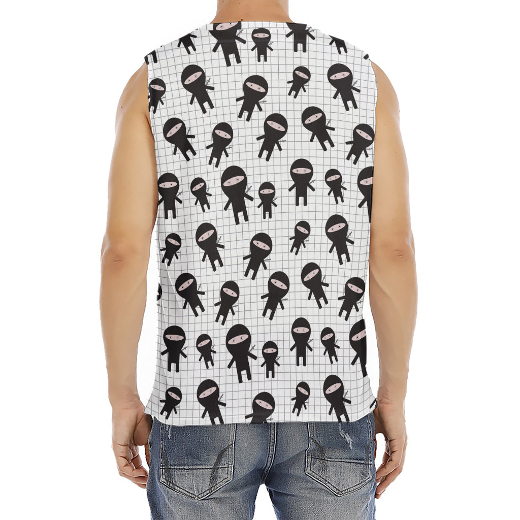 Cute Ninja Pattern Print Men's Fitness Tank Top