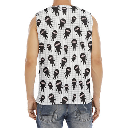Cute Ninja Pattern Print Men's Fitness Tank Top