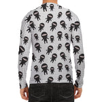 Cute Ninja Pattern Print Men's Long Sleeve Rash Guard