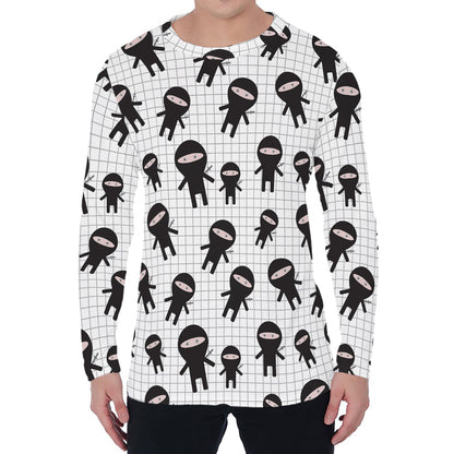 Cute Ninja Pattern Print Men's Long Sleeve T-Shirt
