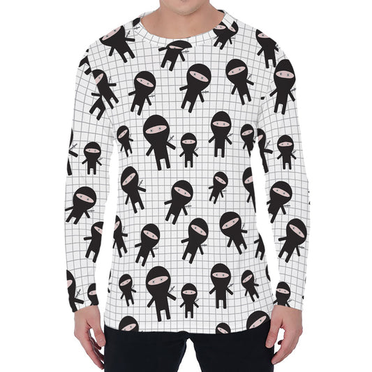 Cute Ninja Pattern Print Men's Long Sleeve T-Shirt