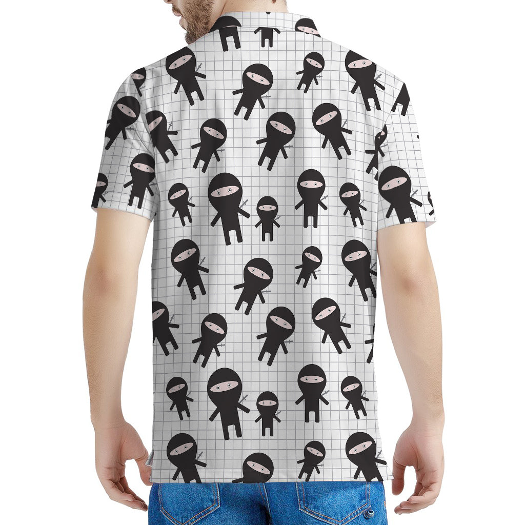 Cute Ninja Pattern Print Men's Polo Shirt
