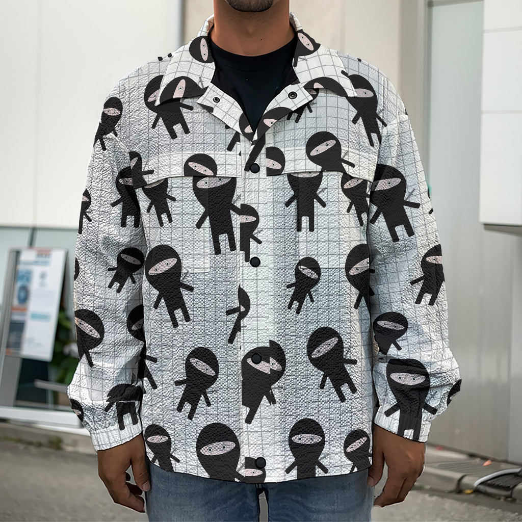 Cute Ninja Pattern Print Men's Shirt Jacket