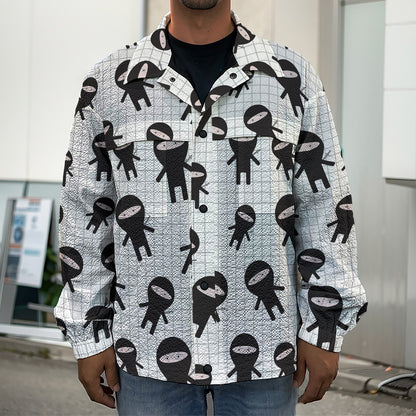 Cute Ninja Pattern Print Men's Shirt Jacket