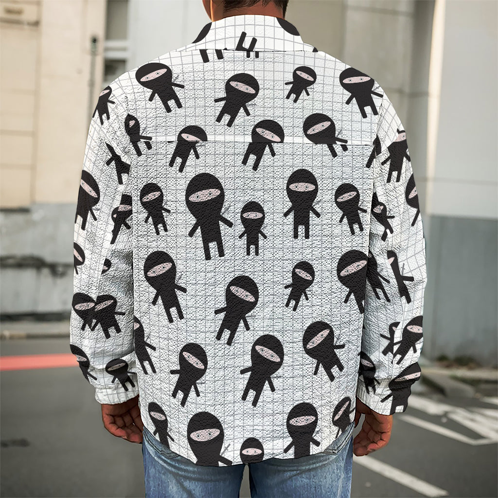 Cute Ninja Pattern Print Men's Shirt Jacket