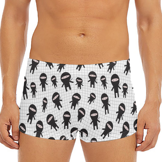 Cute Ninja Pattern Print Men's Short Boxer Briefs