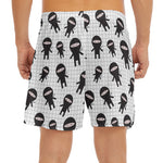 Cute Ninja Pattern Print Men's Split Running Shorts