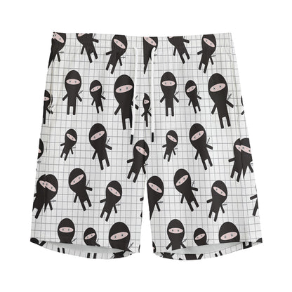 Cute Ninja Pattern Print Men's Sports Shorts