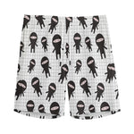 Cute Ninja Pattern Print Men's Sports Shorts