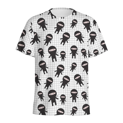 Cute Ninja Pattern Print Men's Sports T-Shirt