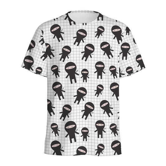 Cute Ninja Pattern Print Men's Sports T-Shirt