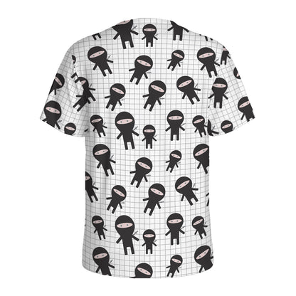 Cute Ninja Pattern Print Men's Sports T-Shirt