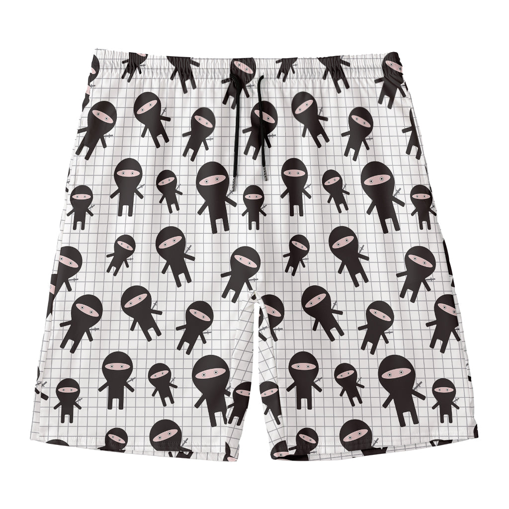 Cute Ninja Pattern Print Men's Swim Trunks