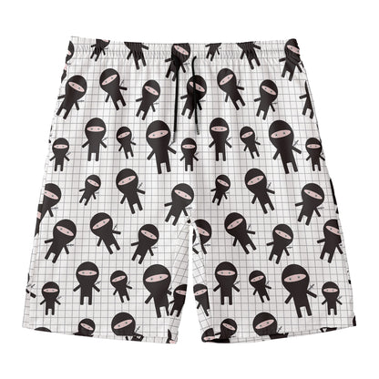Cute Ninja Pattern Print Men's Swim Trunks