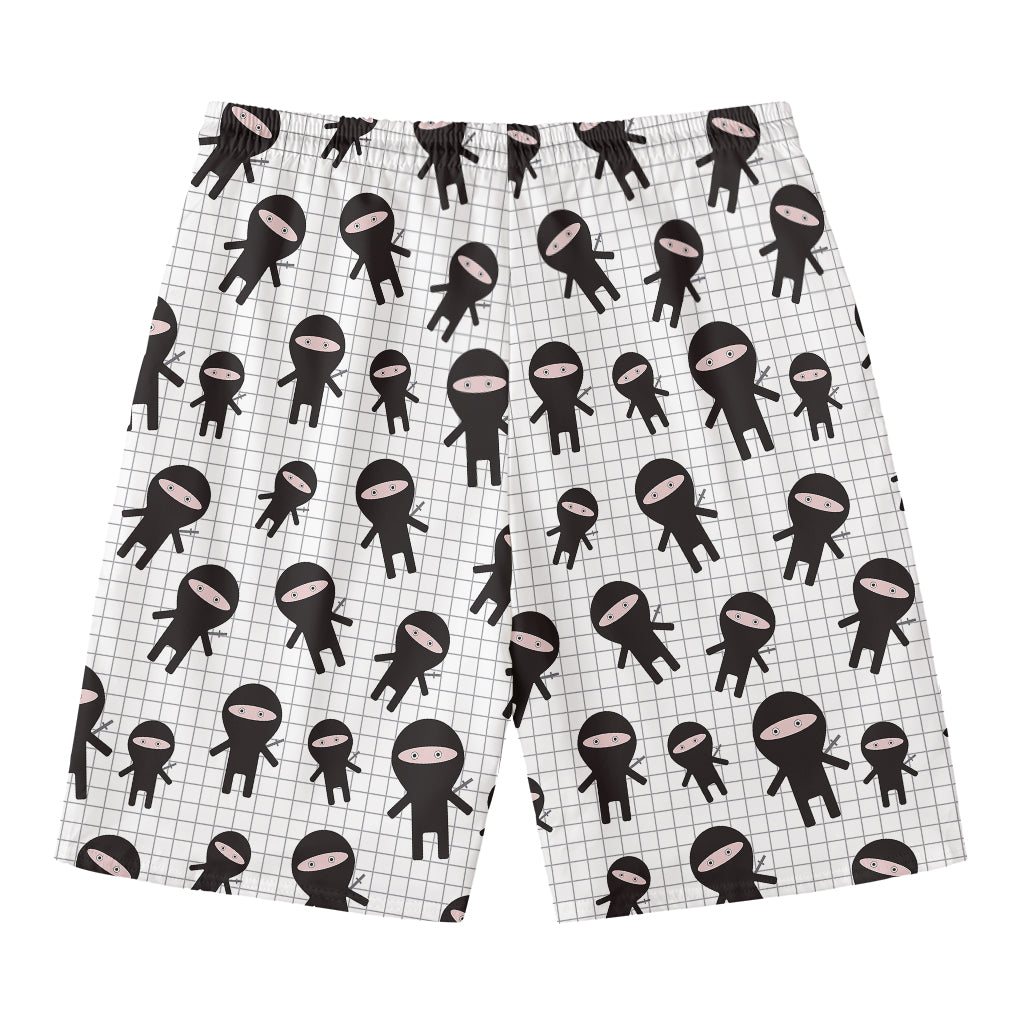 Cute Ninja Pattern Print Men's Swim Trunks