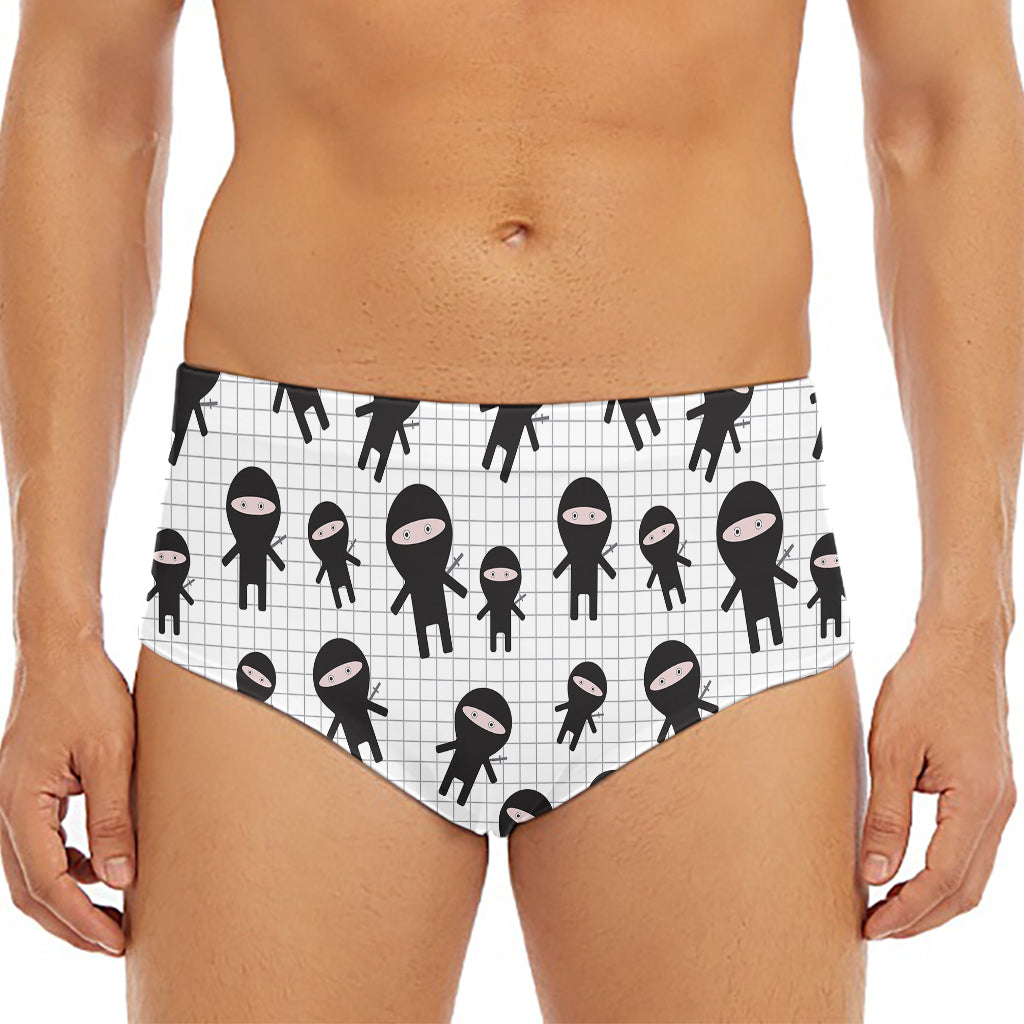 Cute Ninja Pattern Print Men's Triangle Swim Briefs