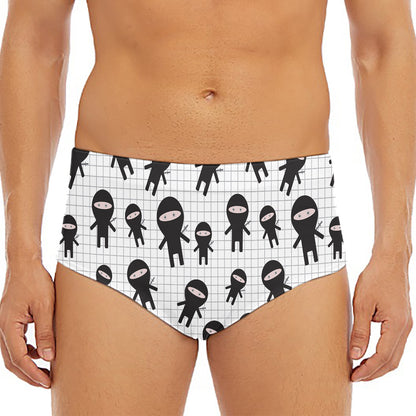 Cute Ninja Pattern Print Men's Triangle Swim Briefs