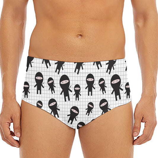 Cute Ninja Pattern Print Men's Triangle Swim Briefs