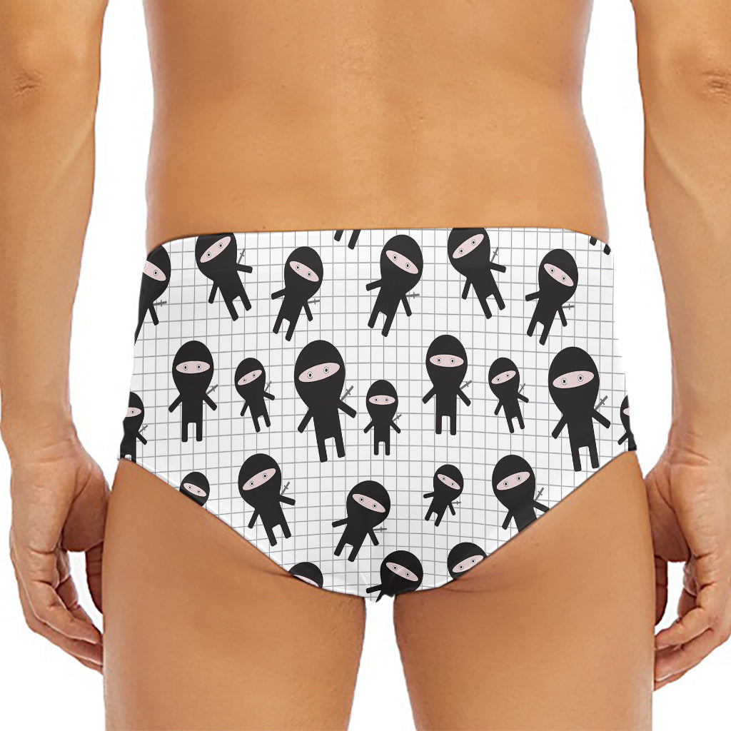 Cute Ninja Pattern Print Men's Triangle Swim Briefs