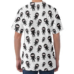 Cute Ninja Pattern Print Men's Velvet T-Shirt