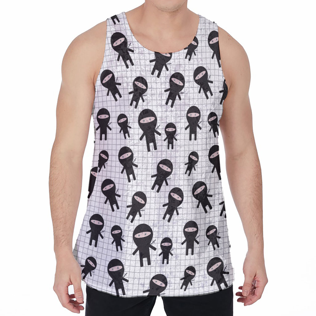 Cute Ninja Pattern Print Men's Velvet Tank Top