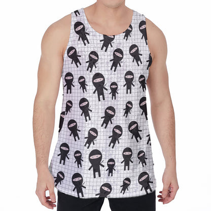 Cute Ninja Pattern Print Men's Velvet Tank Top