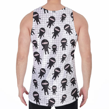 Cute Ninja Pattern Print Men's Velvet Tank Top