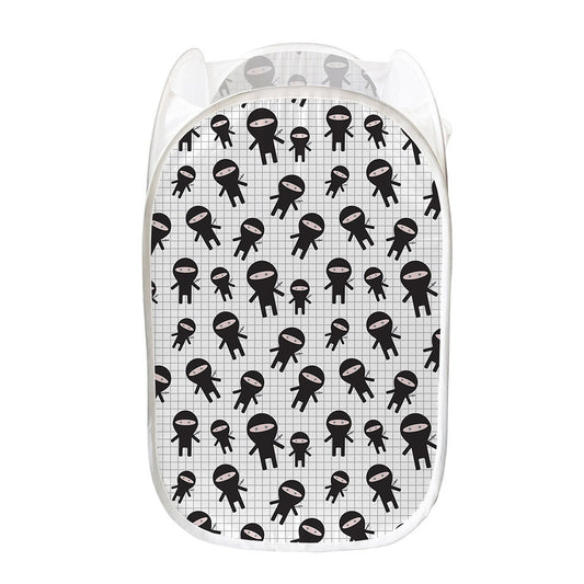 Cute Ninja Pattern Print Mesh Laundry Hamper